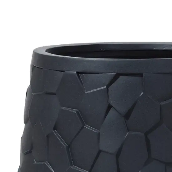 LuxenHome Round Black Geometric Planter &ndash; Indoor/Outdoor MgO Pot with Drainage Plug image {5}