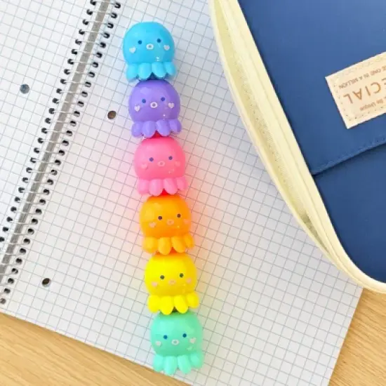 Wrapables Mini Stackable Highlighters, Cute Multi-color Markers, Octopus image {5}