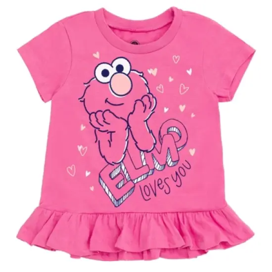 Sesame Street Elmo Cookie Monster Abby Cadabby Infant Baby Girls 3 Pack Peplum T-Shirts White / Pink 12 Months image {3}