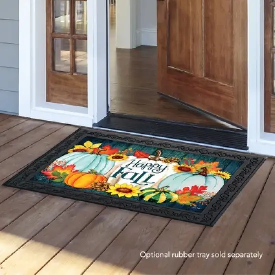 Briarwood Lane Happy Fall Pumpkins Primitive Doormat Autumn Leave image {2}