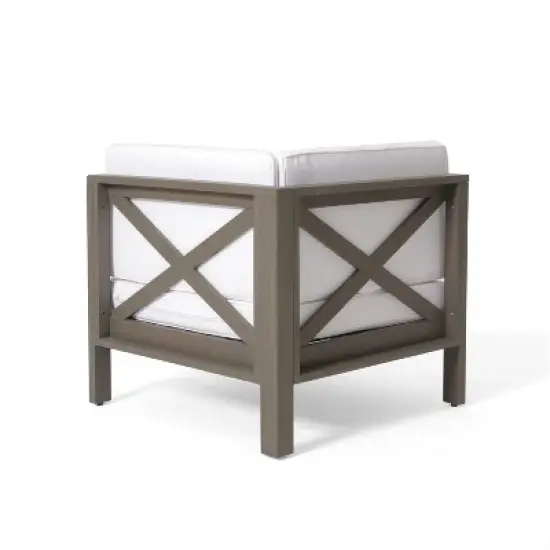 FIONECA X-Back 4-Piece Outdoor Sofa Set with Cushions & Coffee Table, Patio Conversation Set for Garden, Deck, Backyard, White image {11}