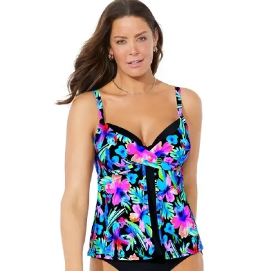 Swimsuits for All Women&rsquo;s Plus Size Faux Flyaway Underwire Tankini Top image {9}