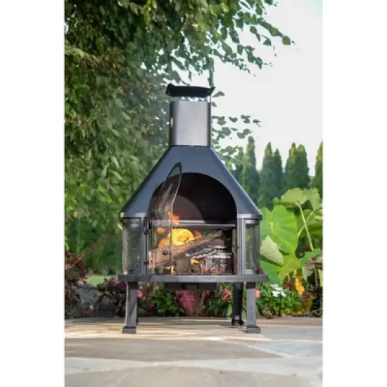 Endless Summer Wood Burning Outdoor Fire Pit with Chimney Black image {1}