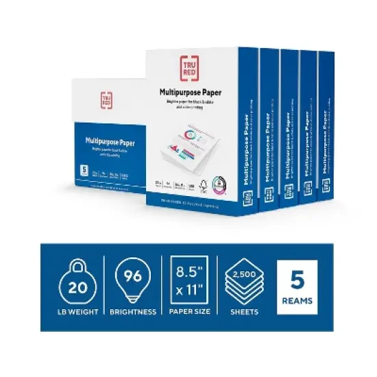 TRU RED 8.5x11 Color Printer Paper 20 lbs. 96 Brightness 26916-U/TR56963 image {1}