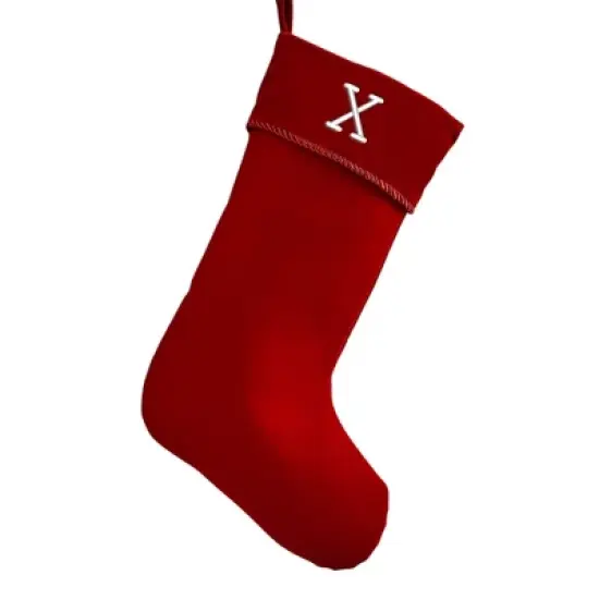 Personalization Mall Classic Christmas Embroidered Initial Burgundy Christmas Stockings image {26}