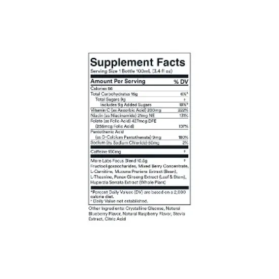 Liquid Focus by More Labs, Nootropic Smart Drink with Antioxidants and Adaptogenic Herbs for Energy and Concentration, 150mg Caffeine image {4}