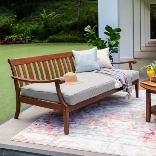 Cambridge Casual Maine Mahogany Wood Outdoor Sofa Daybed with Oyster Cushion: Weather-Resistant Patio Furniture image {4}