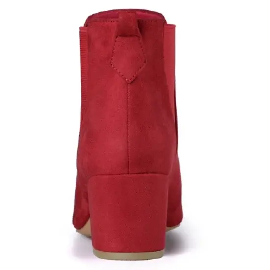 Allegra K Women's Pointed Toe Block Heel Ankle Chelsea Boots image {2}