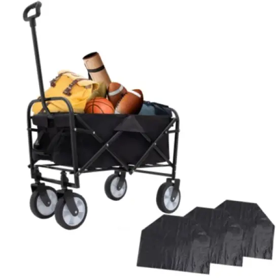 FURNIinspire Outdoor Serving Carts Minimeetall Multi-use Bag Collapsible Foldable Wagon Cart Beach Wagon for Camping, Black, 25.98"*17.32"*37.4" image {5}