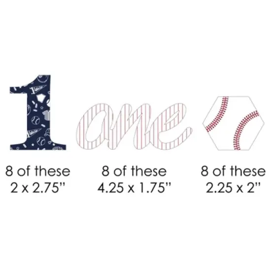 Big Dot of Happiness 1st Birthday Batter Up - Baseball - Paper Straw Decor - First Birthday Party Striped Decorative Straws - Set of 24 image {1}