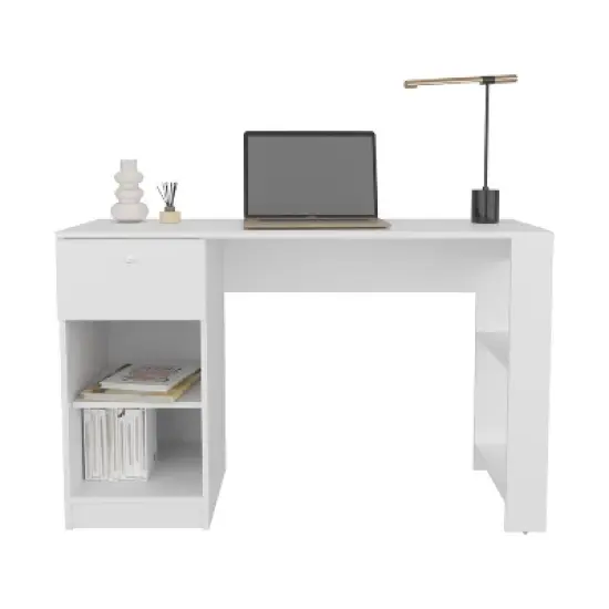 PAGED Versatile Gaming Desk Contemporary Computer Desk with 1 Drawer and 2 Shelves, Writing Desk for Study, Living Room image {2}