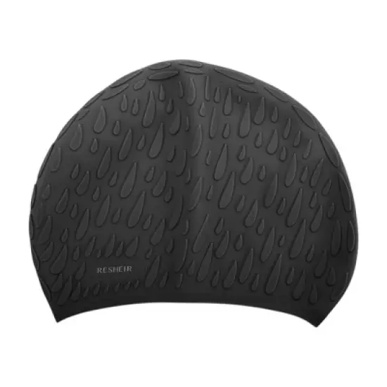 Unique Bargains Silicone Waterproof Water Drops Embossed Swim Cap 1 Pc image {6}