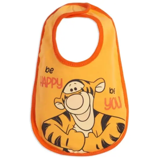 Disney Winnie the Pooh Tigger Eeyore Piglet Baby Boys 5 Pack Side Snap Bibs image {3}