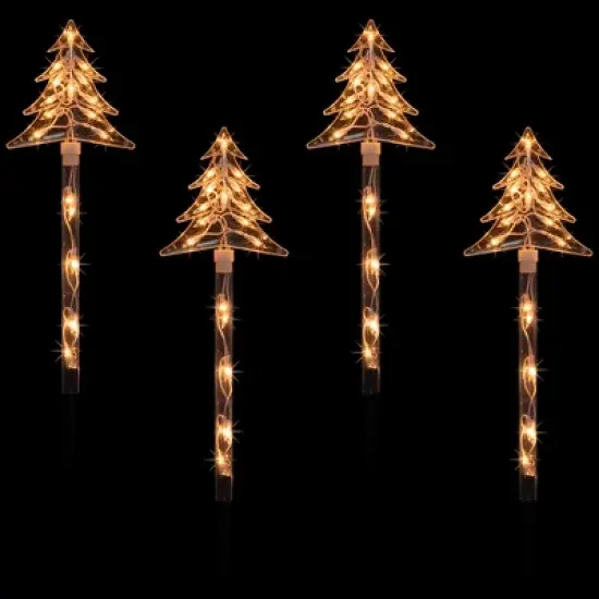 Northlight Lighted Tree Christmas Outdoor Pathway Markers - 26.5" - Set of 4 image {2}