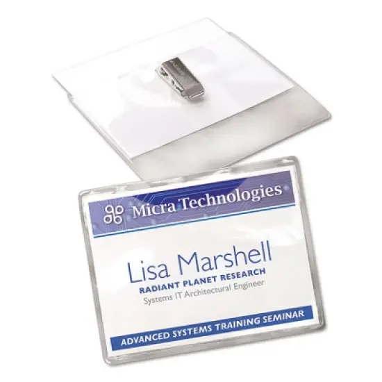 Avery Clip-Style Name Badge Holder with Laser/Inkjet Insert, Top Load, 4 x 3, White, 40/Box image {2}