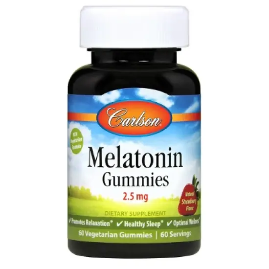 Carlson - Melatonin Gummies, 2.5 mg, Healthy Sleep, Promotes Relaxation, Vegetarian, Strawberry image {4}