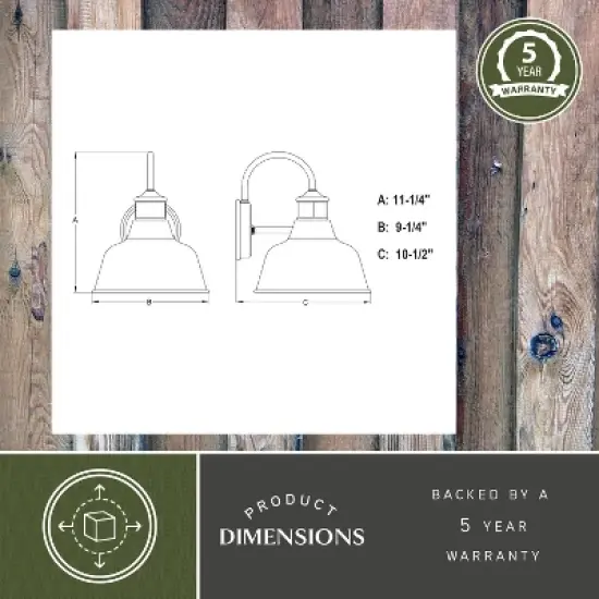 VAXCEL Cody Dark Bronze Motion Sensor Dusk to Dawn Outdoor Wall Light Farmhouse Metal Shade image {6}