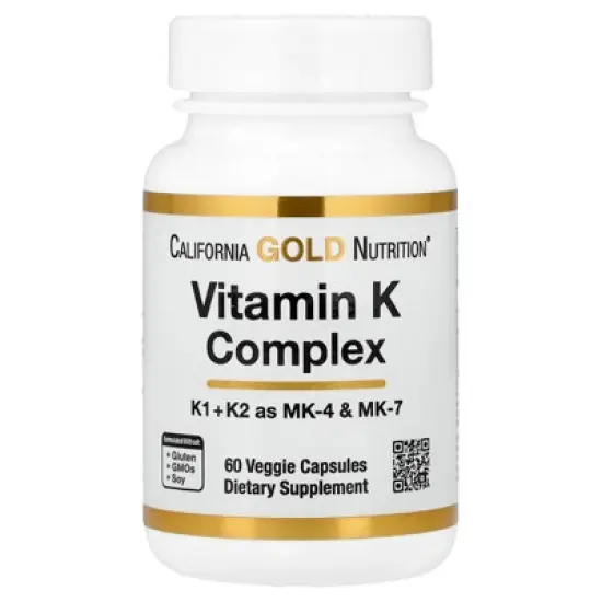 California Gold Nutrition Vitamin K Complex, 60 Veggie Capsules image {5}