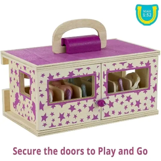 Breyer Unicorn Magic Wooden Carry Stable Playset w/ 6 Unicorns image {1}