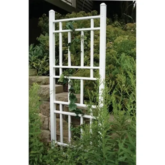 Dura-Trel Wellington 28"x75" Indoor Outdoor Garden Trellis Plant Support for Vines & Climbing Plants, Flowers, & Vegetables w/Ground Stakes White image {5}