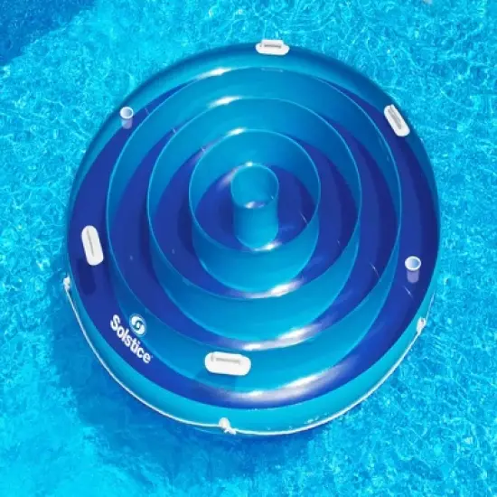 Swim Central Solstice Inflatable Round Jumbo Island Swimming Pool Raft Lounger - 84" - Blue image {2}