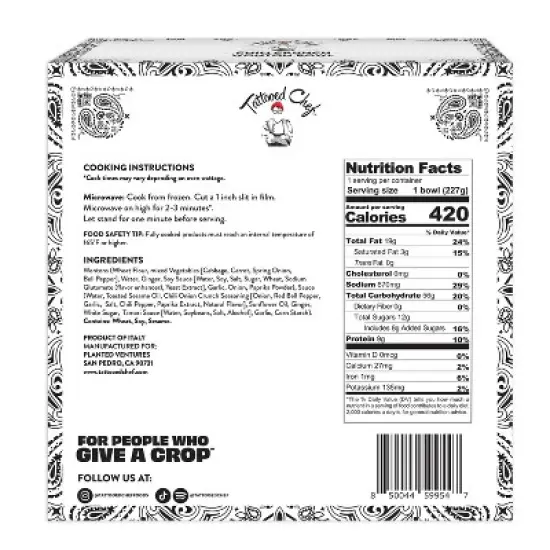 Tattooed Chef Vegan Frozen Chili Crunch Wonton Bowl - 8oz image {1}