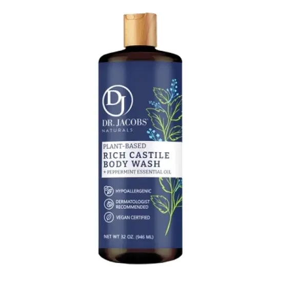 DR.JACOBS NATURALS Natural Plant-Based Castile Peppermint Body Wash-Hypoallergenic-Dermatologist tested-Sulfate-Free image {9}