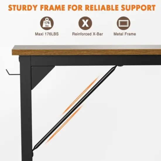 Sevobal Desks Game Computer Desk, Home Office Desk, Desk For Studying, Writing, Working , Gaming, Modern Simple, Brown, 63"*26"*29.8" image {2}