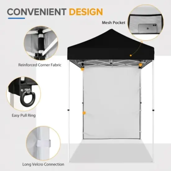 EAGLE PEAK 5x5ft Easy Setup Pop Up Canopy Tent with One Wall image {3}