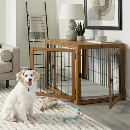 PETMAKER Furniture-Style Dog Crate with Double Doors and Cushion (Natural) image {5}