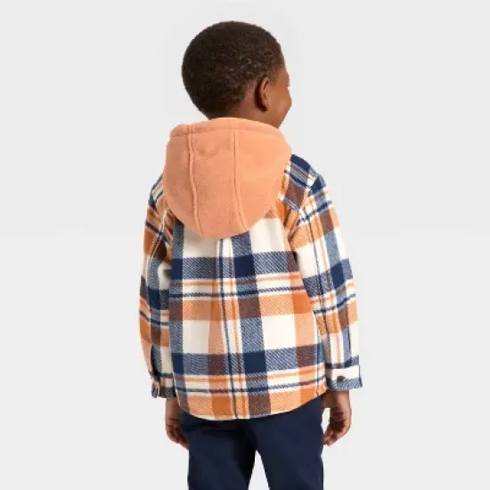 Toddler Boys' Long Sleeve Flannel Hoodie Jacket - Cat & Jack&trade; Orange image {1}