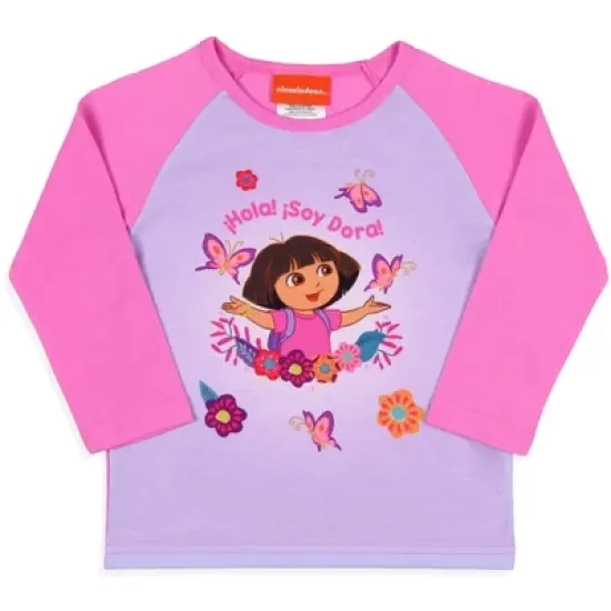 Nickelodeon Toddler Girls' Dora the Explorer Hola Flower Sleep Pajama Set Purple image {1}