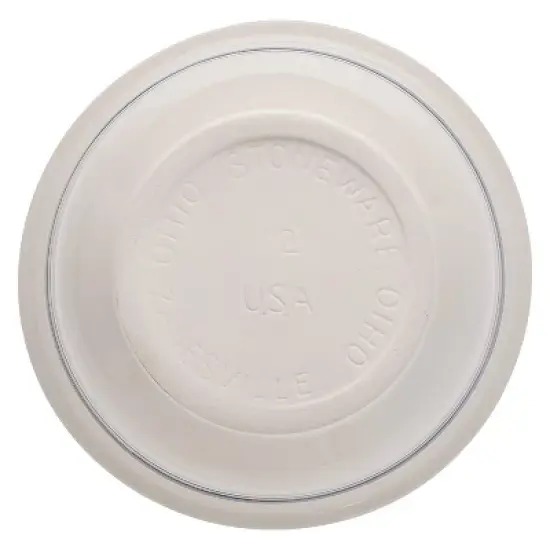 Ohio Stoneware Dominion Mixing Bowl, Stoneware with Food Safe Glaze, Tan with Blue Stripe, 12 inches image {1}