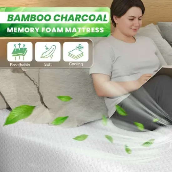 BestMassage 8 Inch Mattress Bamboo Charcoal Memory Foam Mattress Medium Firm Mattress CertiPUR-US Certified image {5}