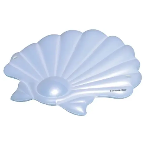 Swimline 82" Water Sports Inflatable Seashell Island Swimming Pool Raft Lounger - White image {1}