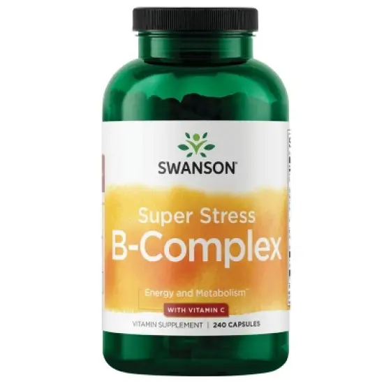 Swanson Super Stress Vitamin B Complex with Vitamin C, Supports Healthy Metabolism, Promotes Energy & Mental Relaxation, 240 Capsules image {5}