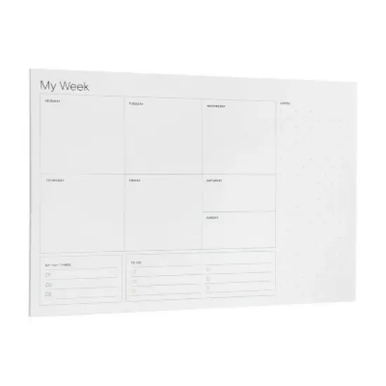 Noted by Post-it Weekly Calendar, White with pre-printed days: Office Supplies, 7.5x10 Inches, Uncoated Paper image {9}