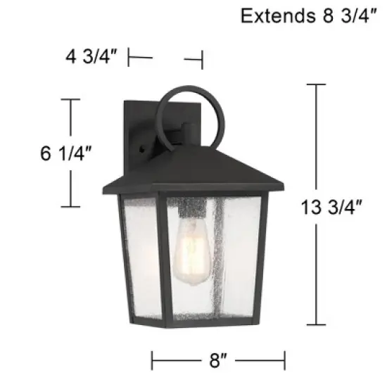 John Timberland Westmont 13 3/4" High Modern Outdoor Wall Light Fixture Mount Porch House Exterior Weatherproof Sand Black Aluminum Seeded Glass Shade image {3}