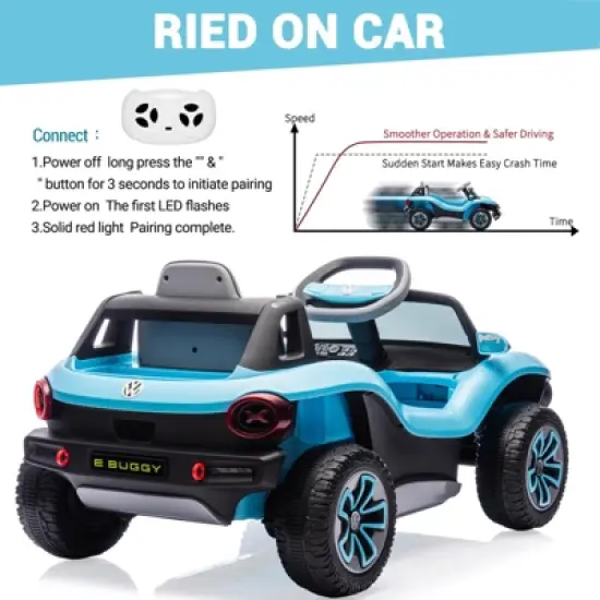 12V Kids Ride On Car Licensed Volkswagen Beetle Electric Ride On Toy for Toddlers 4 Wheeler Vehicle with Parental Remote, LED Lights, Horn, Music image {2}
