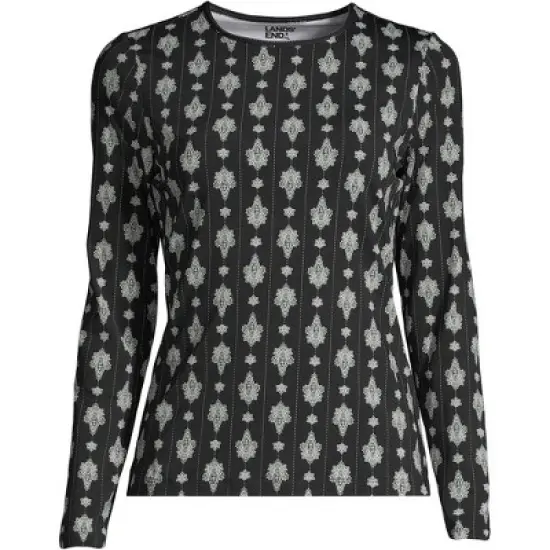 Lands' End Women's Long Crew Neck Long Sleeve Rash Guard UPF 50 Sun Protection Modest Swim Tee image {12}