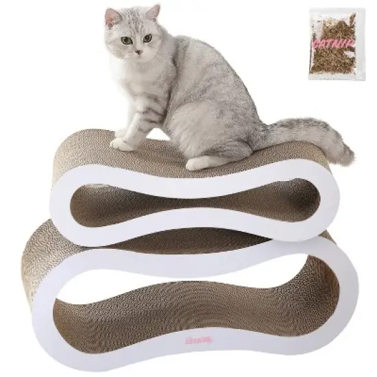 THE LICKER STORE Suvi Modern Cardboard Infinity 2-in-1 Lounge Bed Cat Scratcher with Catnip image {11}