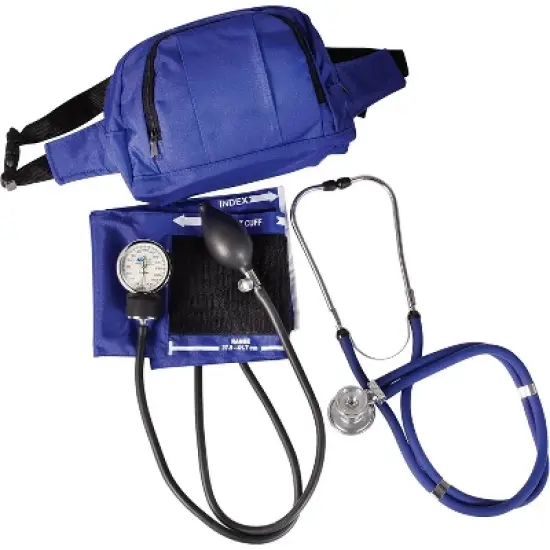 MABIS MatchMates Aneroid Sphygmomanometer Manual Blood Pressure Monitor Fanny Pack Kit with Calibrated Adult Nylon Arm Cuff and Sprague Rappaport image {2}