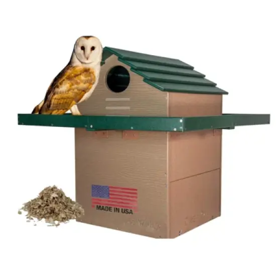 JCs Wildlife X Large Deluxe Poly Barn Owl Box with Exercise Platform - Our Biggest Barn Owl House - Made in the USA - Great for Farms, Ranches and image {5}