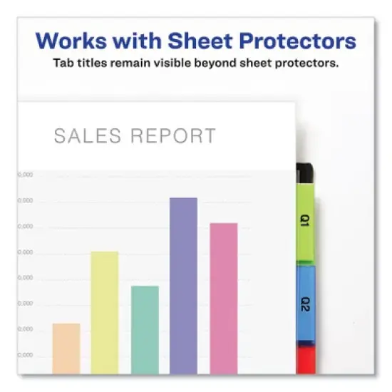 Avery Insertable Big Tab Plastic 2-Pocket Dividers, 5-Tab, 11.13 x 9.25, Assorted, 1 Set image {1}