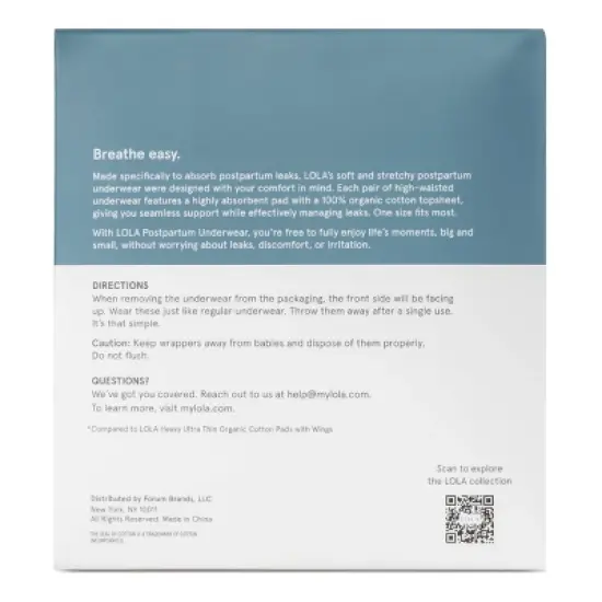 LOLA Postpartum Underwear with Organic Cotton Maxi Pad - 10ct image {1}