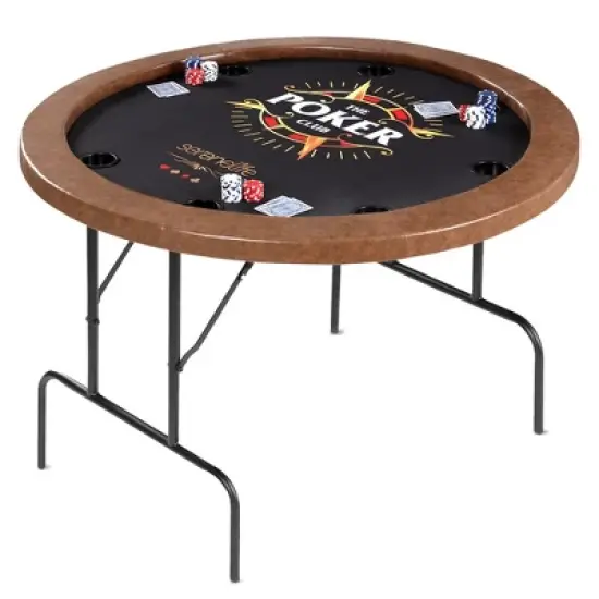 Round Poker Table for Game Nights with 8-Player Seating, Foldable Design, Compact for Storage image {7}