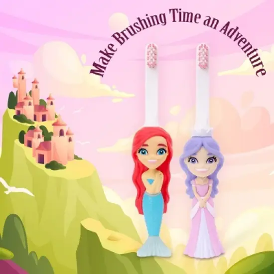 Toothbrush Toys Aqua the Mermaid & Princess Pearly Whites Multipack, Extra Soft Bristles with Easy Grip for Small Hands, Makes Brushing an Adventure image {3}