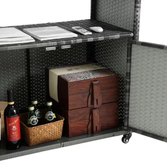 MOEPISY Outdoor Wicker Serving Cart Wheels image {13}