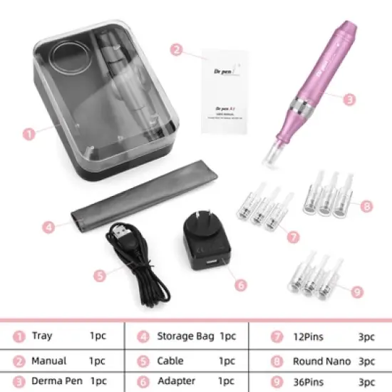 Dr. Pen Ultima Electric Derma Pen Stamp Auto MicroNeed1e Roller with 9 PCS Cartridges - M7-C image {1}