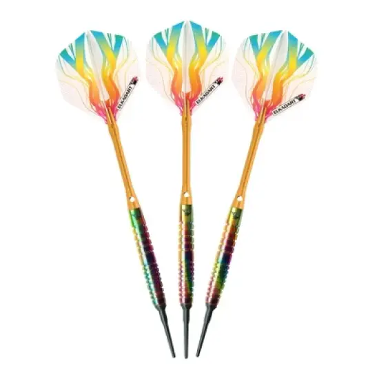 Elkadart Rainbow 90% Tungsten Soft Tip Darts Multi Color Titanium Coating Ringed Barrel 18 Grams image {1}